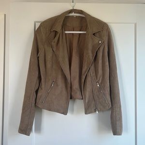 Tan suede moto jacket - size M